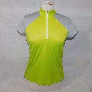 Callaway Womens M Neon Green / Yellow Gray 1/4 Zip Golf Polo Shirt